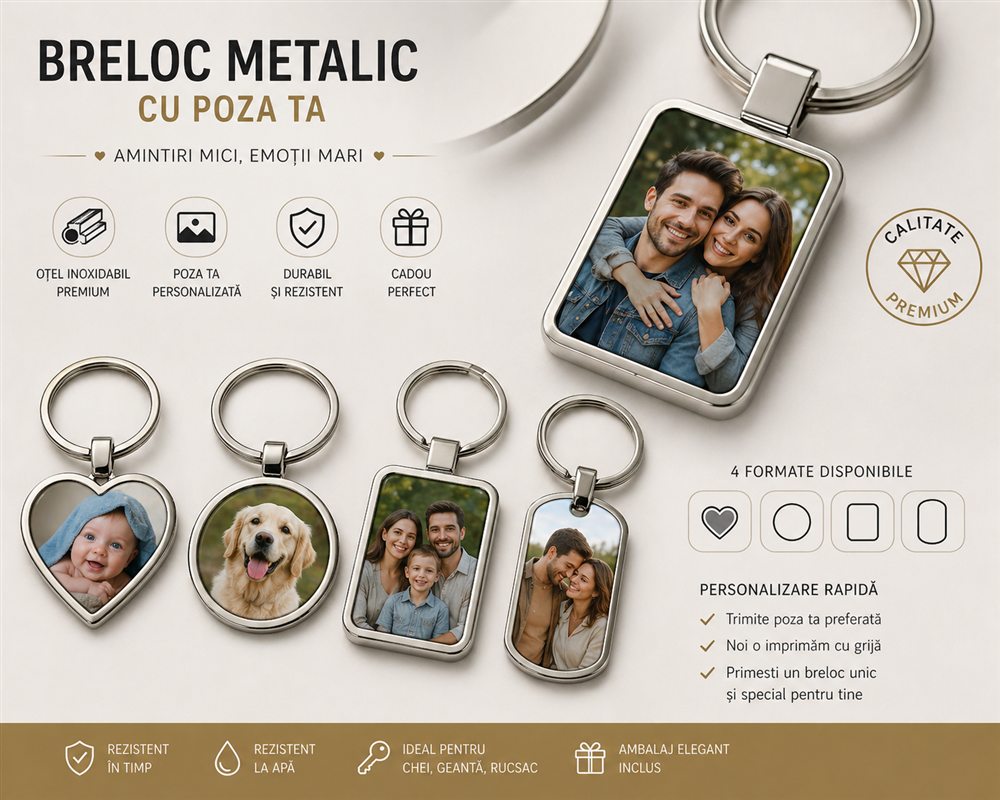 Breloc metalic personalizat cu poza