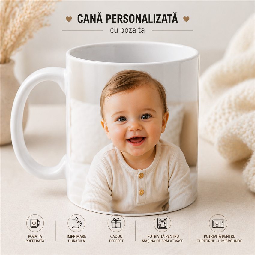 Produs final cana personalizata cu poza